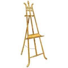 French Victorian Gilt Faux Bamboo Easel Stand