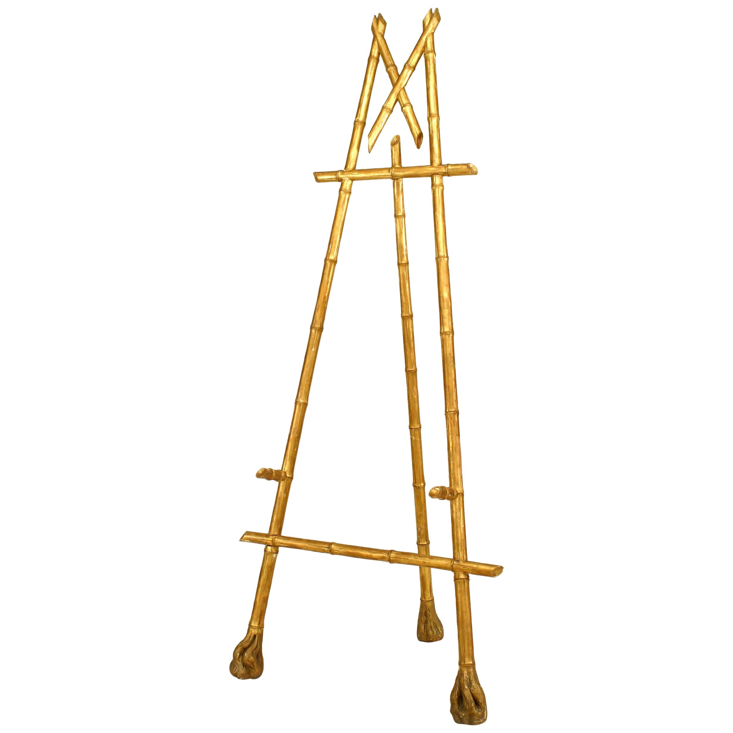 French Victorian Gilt Faux Bamboo Easel Stand