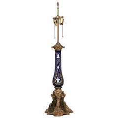 Lampe de table en verre et bronze de style victorien français
