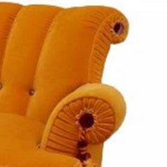 French Victorian Gold Silk Velvet Loveseat