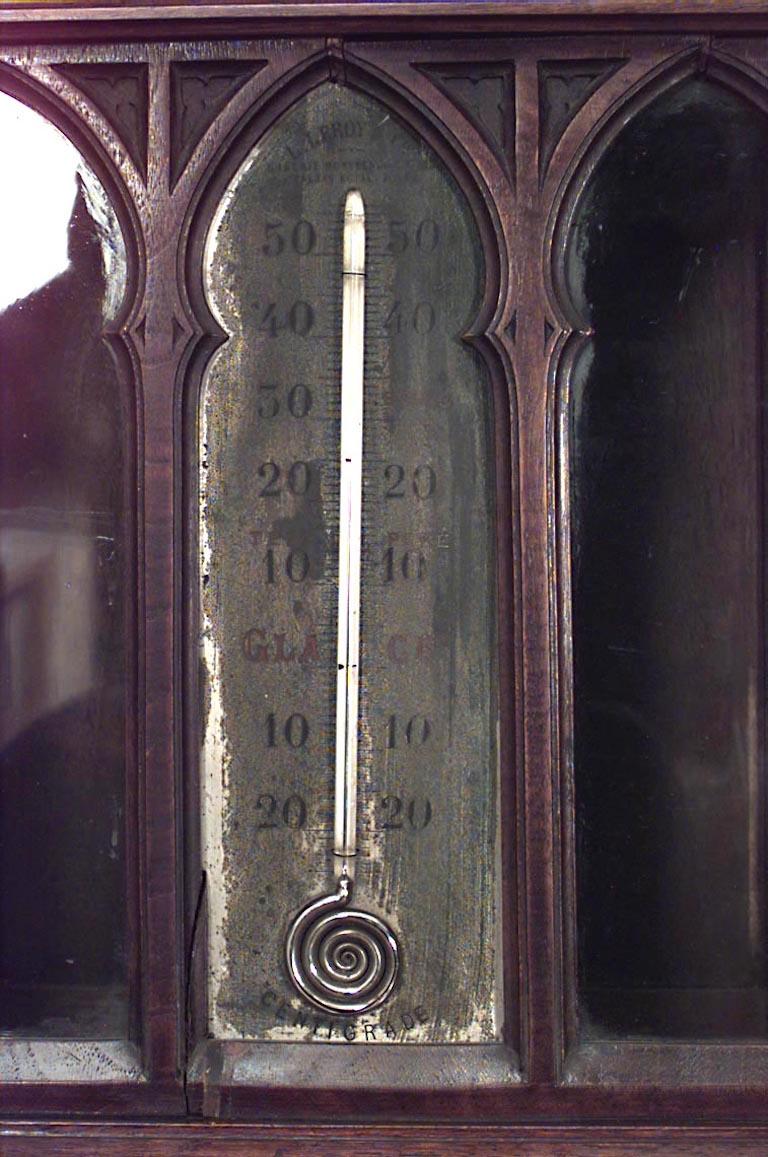 French 2-Piece Victorian Gothic Revival Barometer/Thermometer Set For Sale