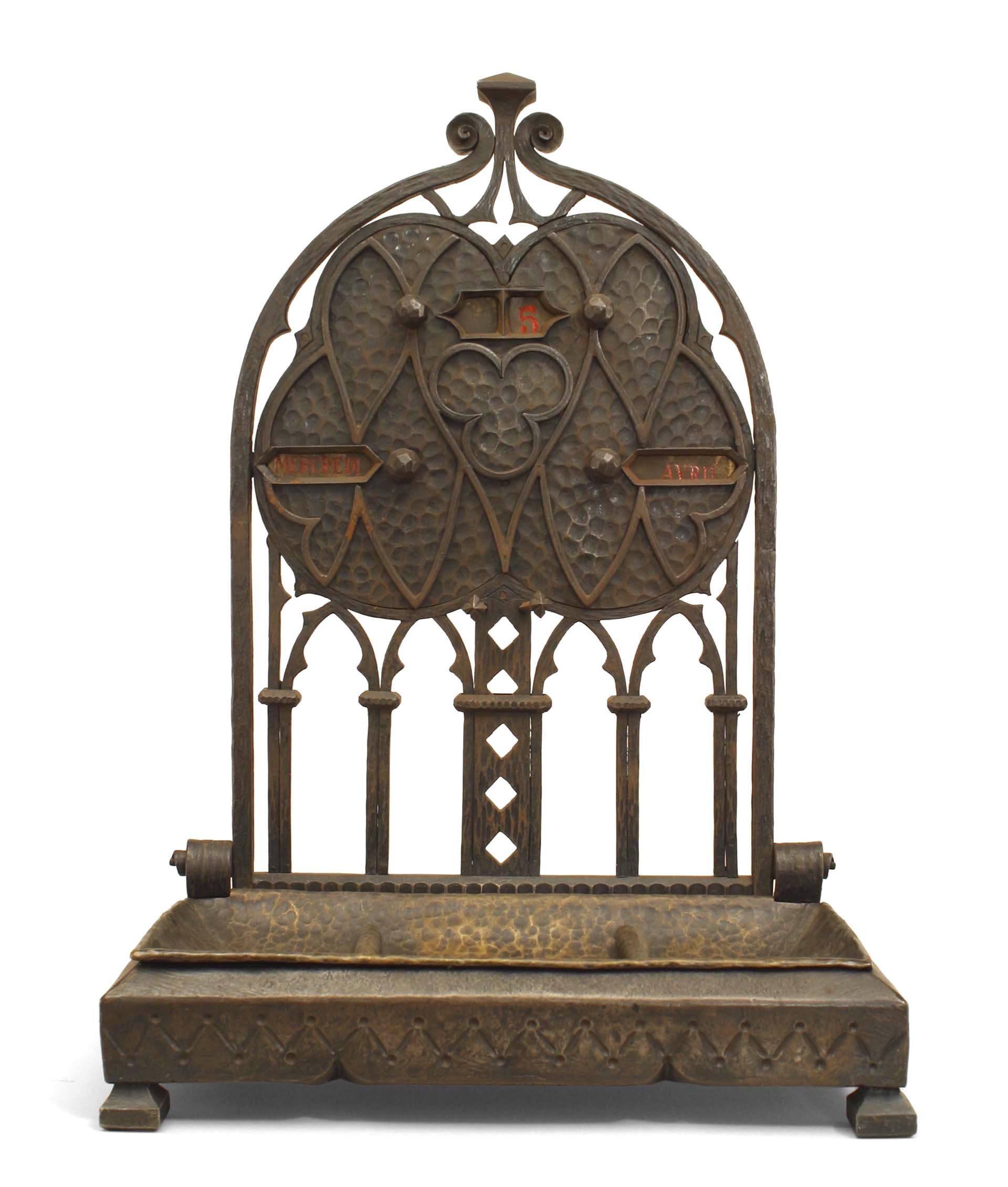 Hand-Crafted French Victorian Gothic Style Iron Letter Holder For Sale