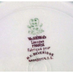 French Victorian green-and-white Limoges-porcelain plates