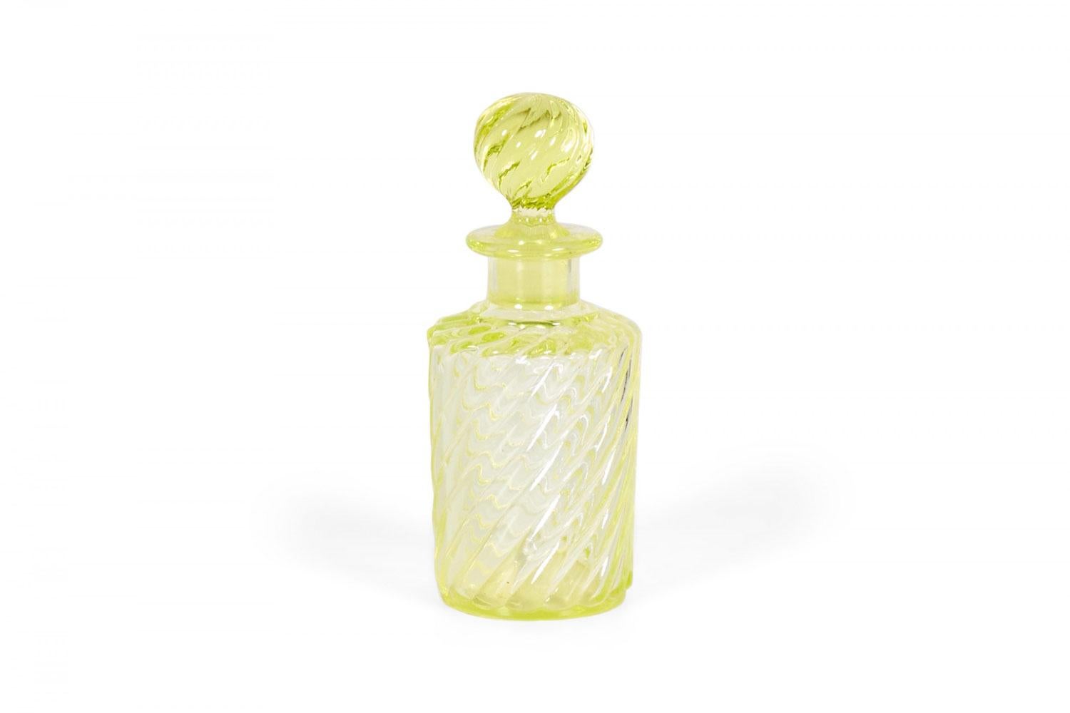 French Victorian green Baccarat crystal perfume bottle with swirl design