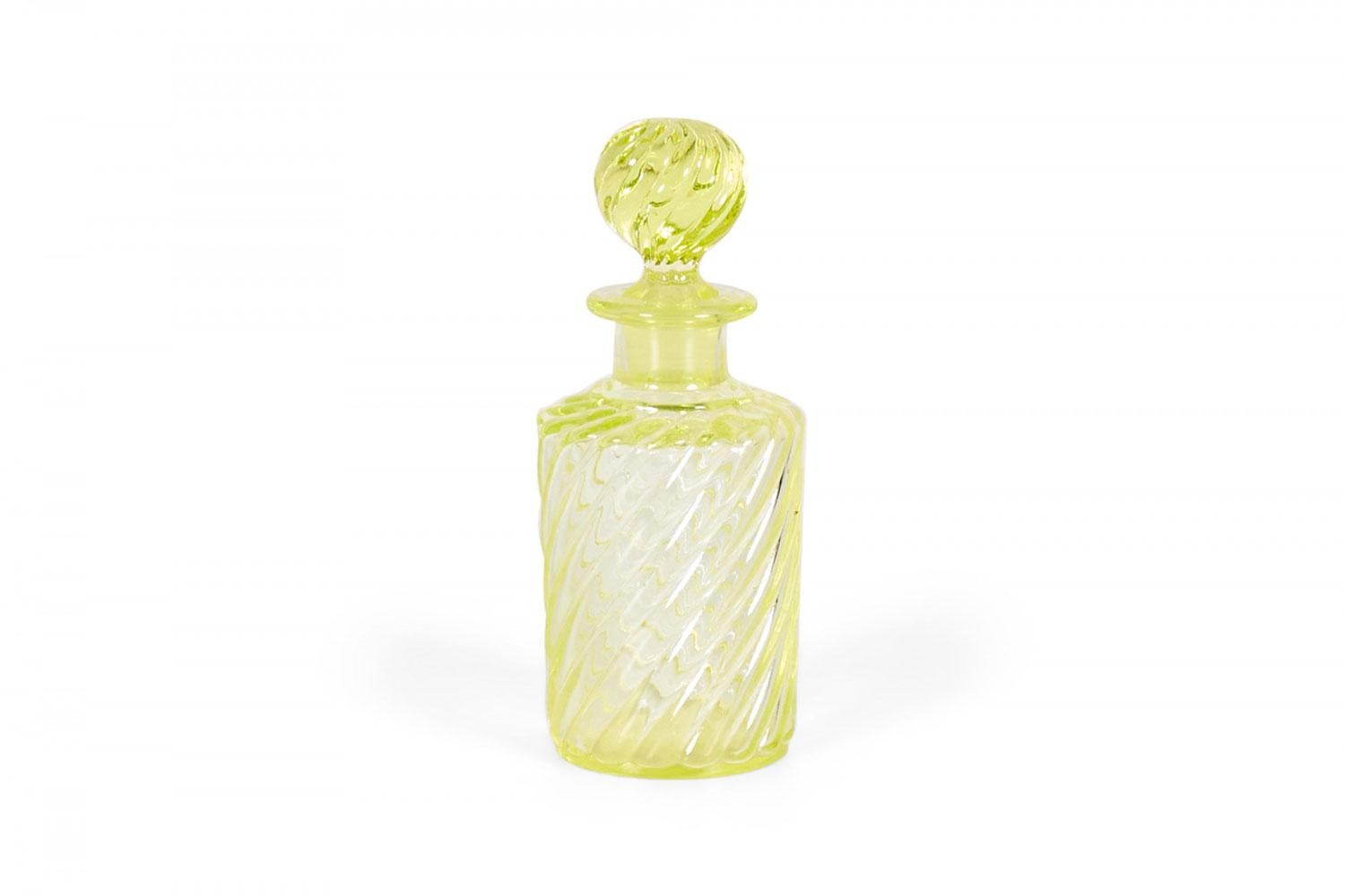 19th Century French Victorian Green Baccarat Crystal Perfume Bottles For Sale