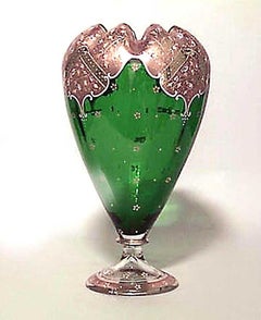 French Victorian Green Glass and Gilt Metal Vase