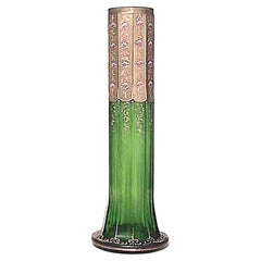 French Victorian Green Glass and Gilt Metal Vase