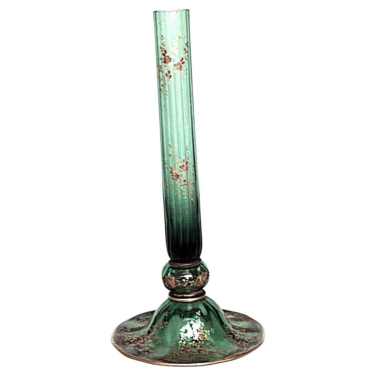 French Victorian Green Glass Vase For Sale