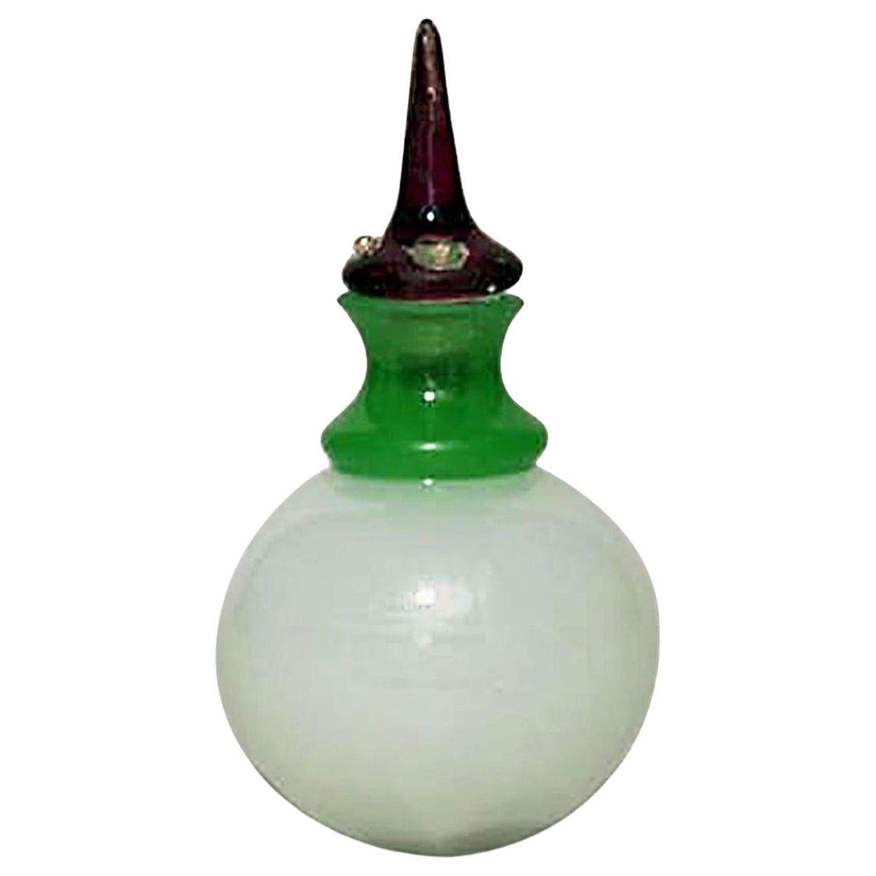 French Victorian Green Opaline Perfume Bottle For Sale