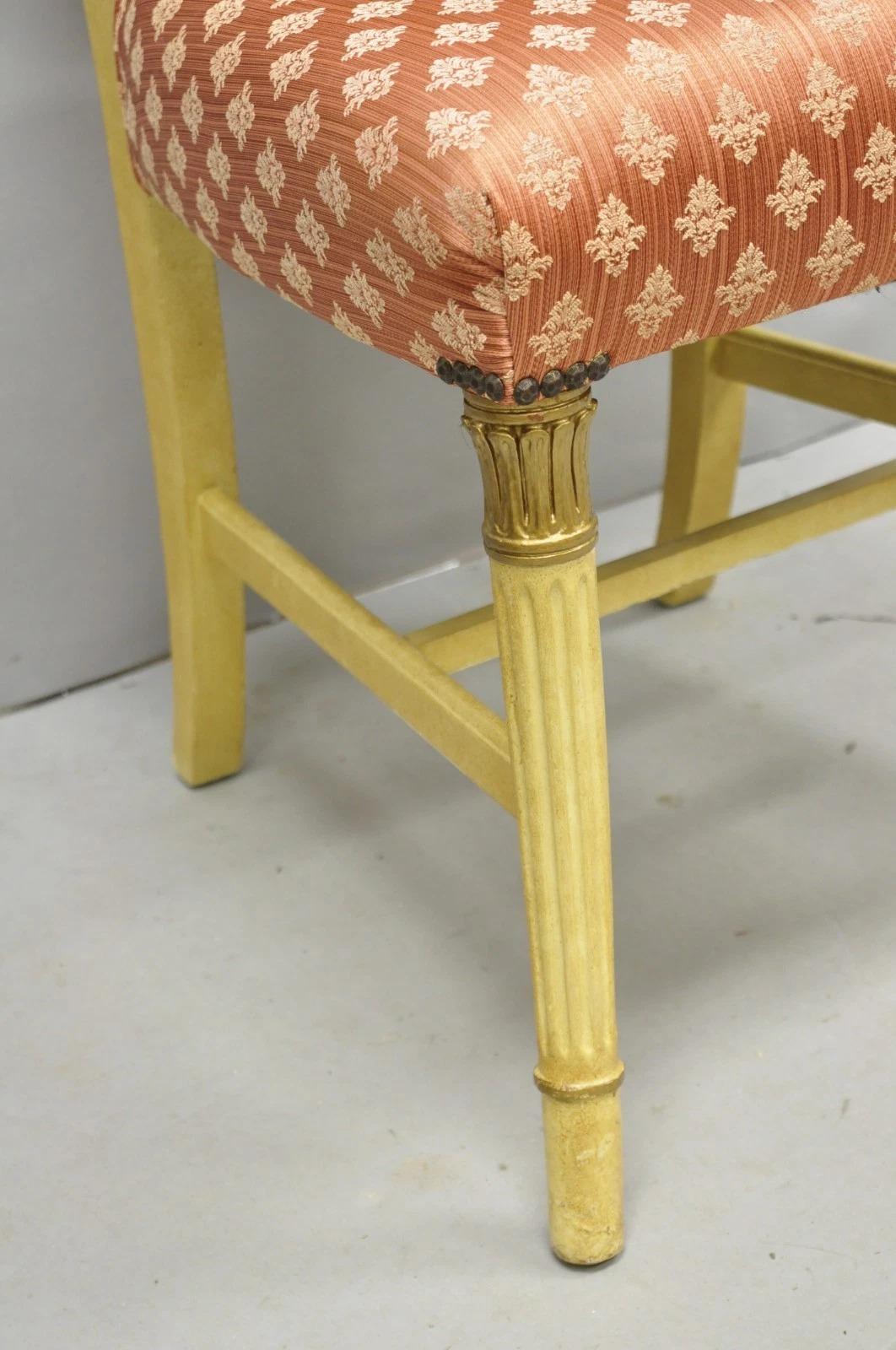 French Victorian Hollywood Regency Cream Paint Rose Carved Pink Side Chair For Sale 3