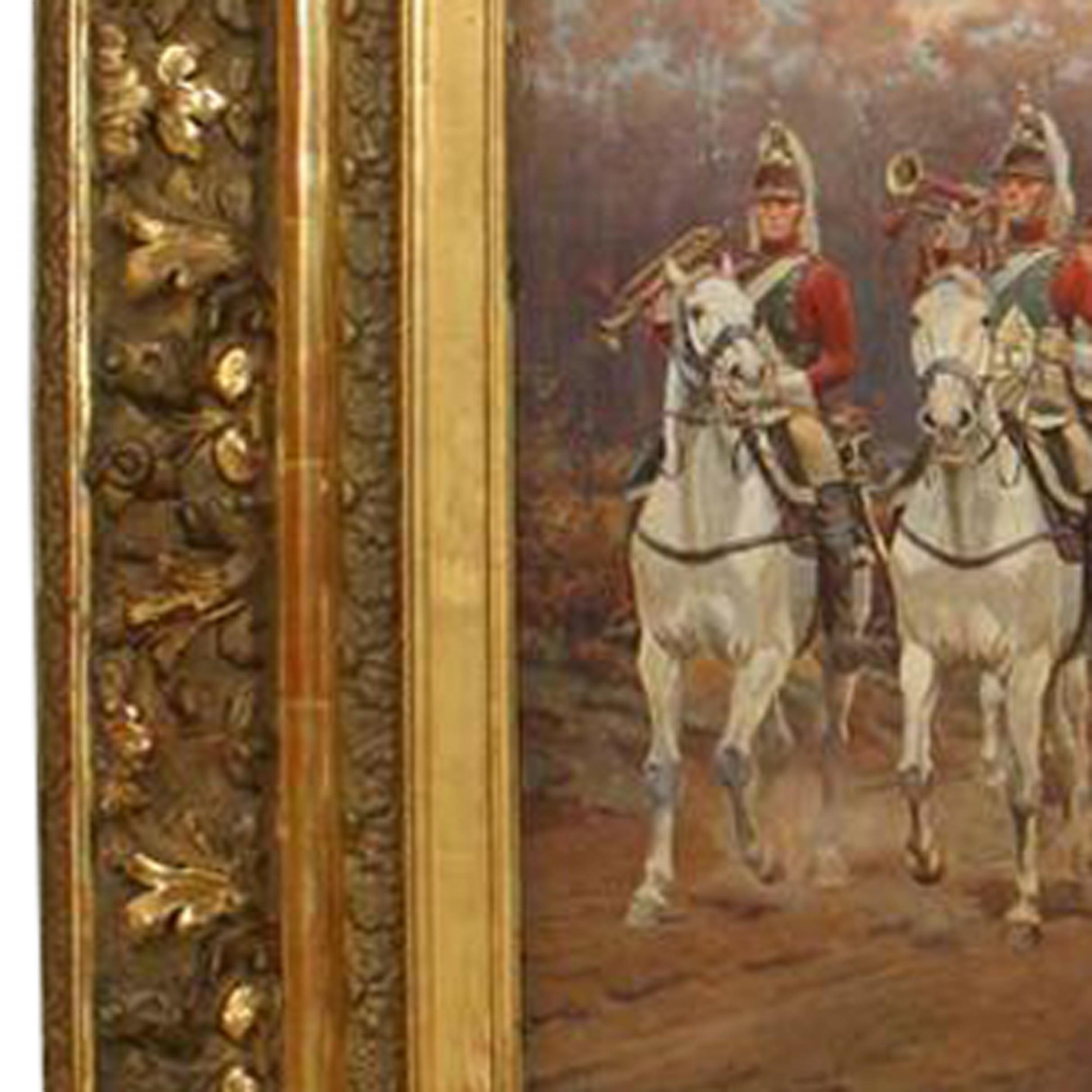 Pintura victoriana francesa sobre el régimen ecuestre Pintado a mano en venta
