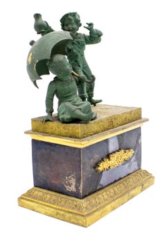 French Victorian Inkwell with Bronze Figures