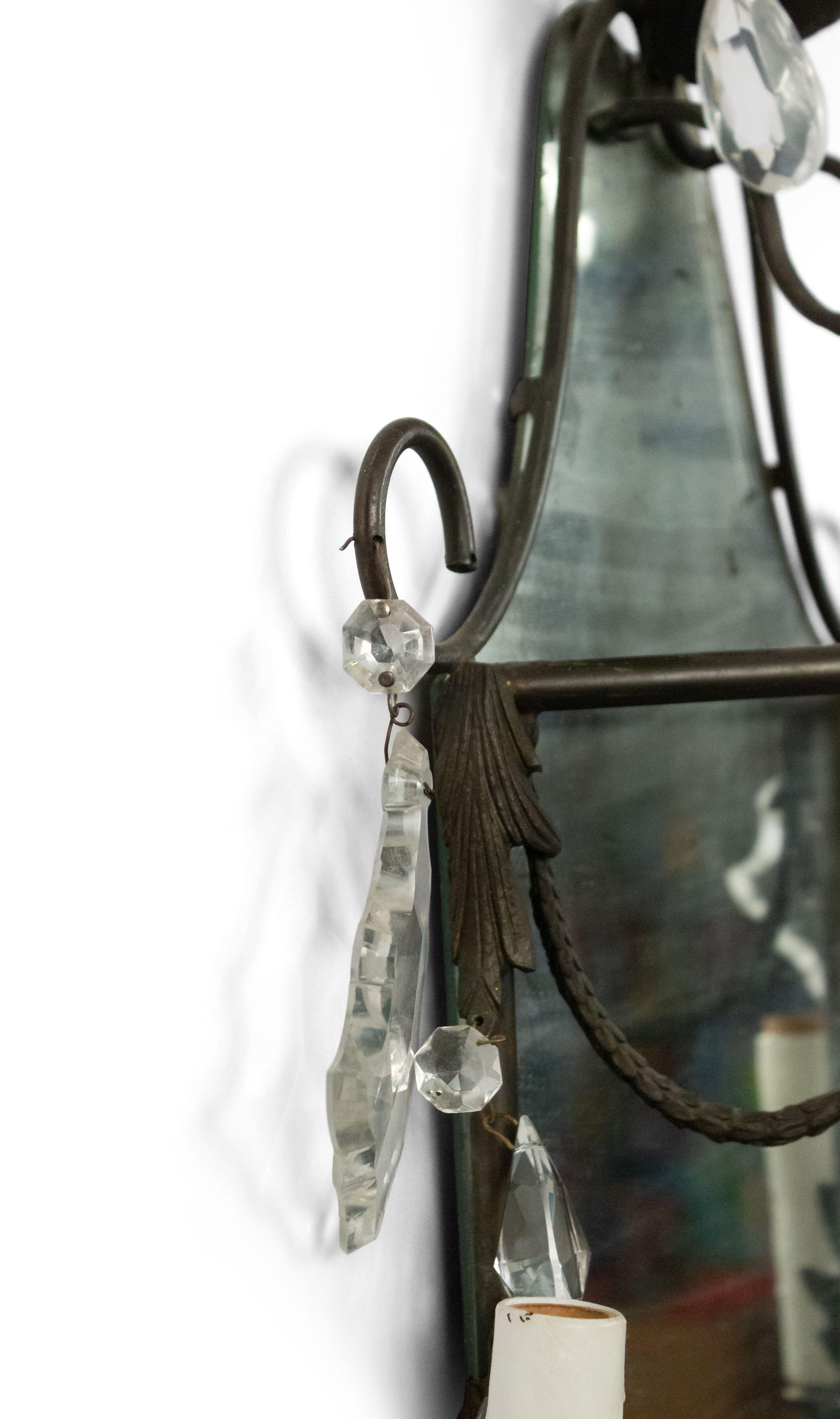 Crystal French Victorian Iron Wall Sconces For Sale