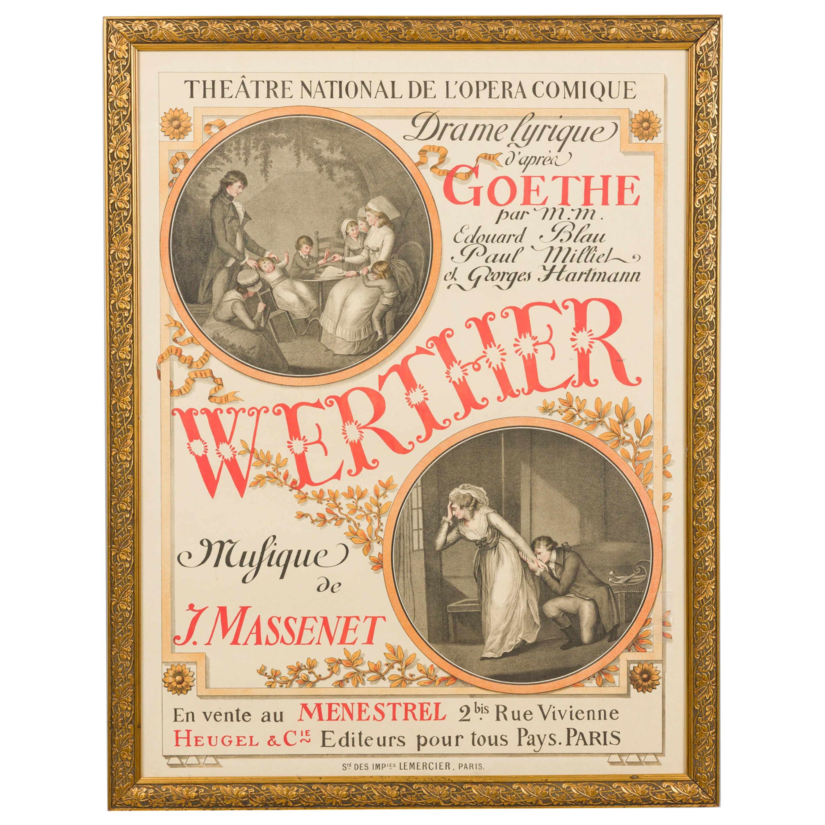 French Victorian Jules Massenet Poster for "Werther" Poster For Sale