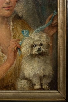 French Victorian Lady and Poodle Portrait