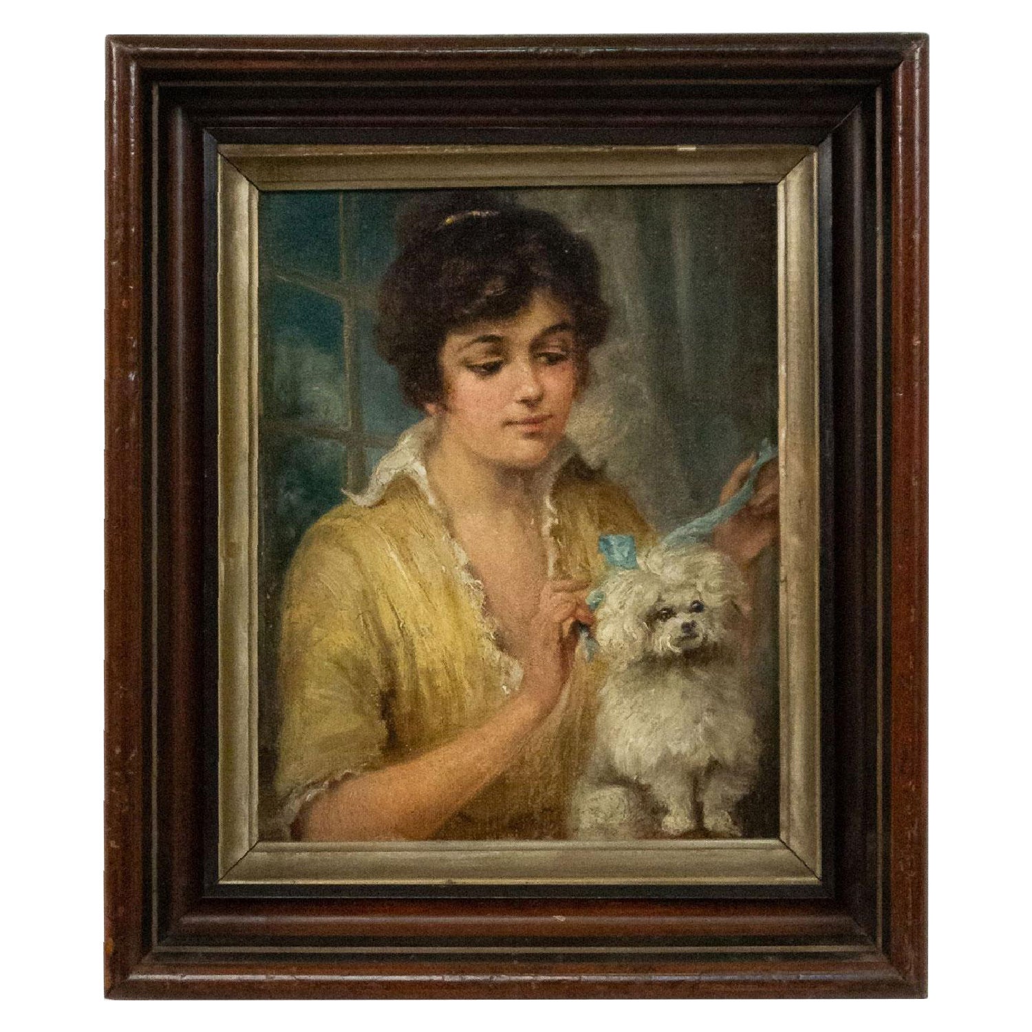 French Victorian Lady and Poodle Portrait