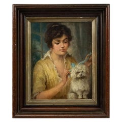 French Victorian Lady and Poodle Portrait