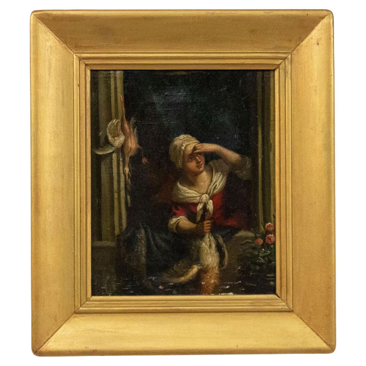 French Victorian Lady by a Window Portrait im Angebot