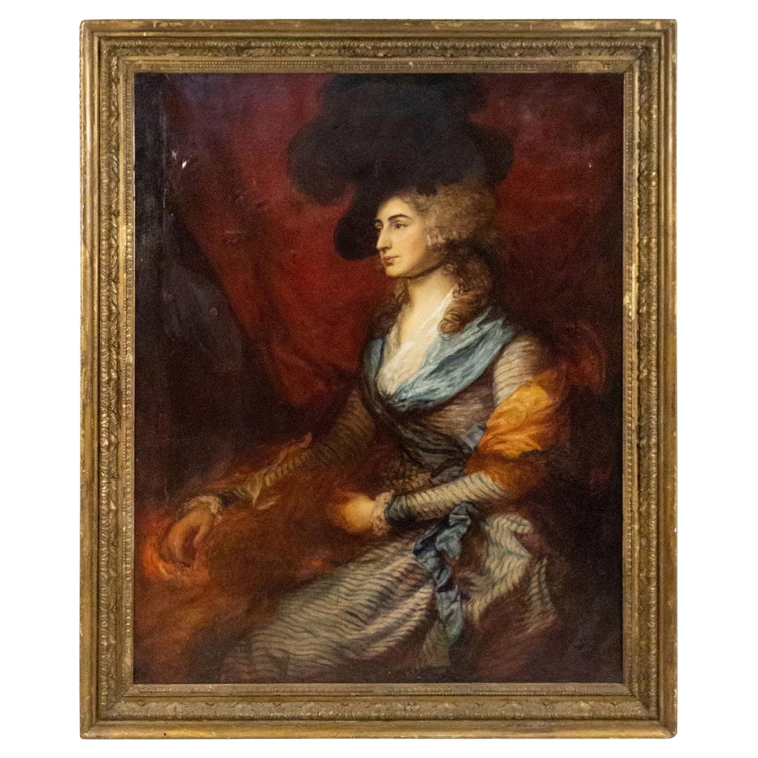 French Victorian Lady with a Black Hat Portrait