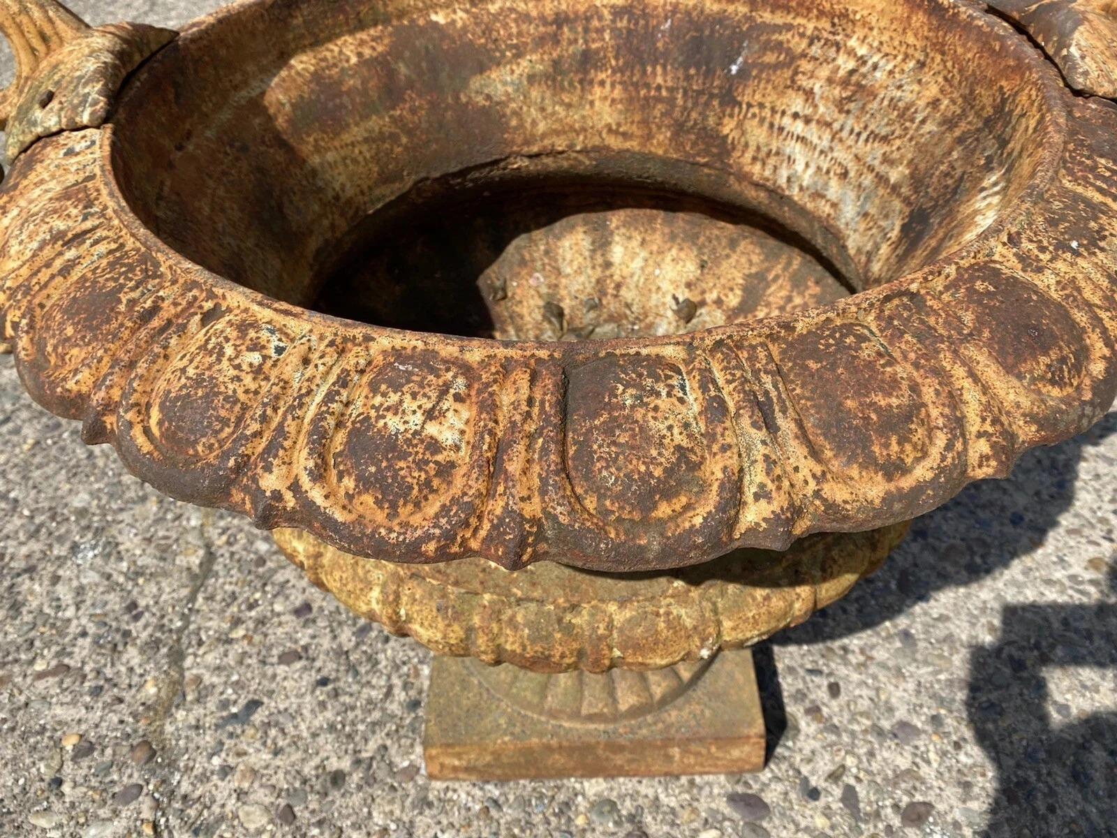 Ferro Vaso da giardino in ghisa francese vittoriano di grandi dimensioni largo 48