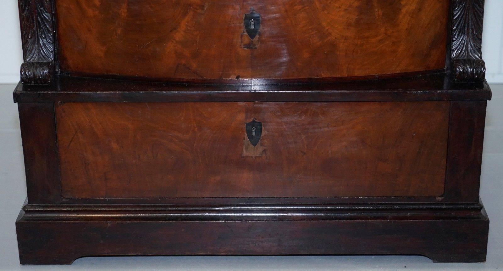 19th Century French Victorian Hardwood Bow Fronted Chest of Drawers Biedermeier