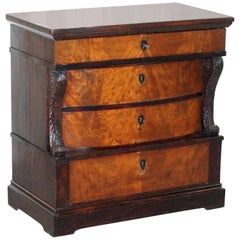 Antique French Victorian Hardwood Bow Fronted Chest of Drawers Biedermeier