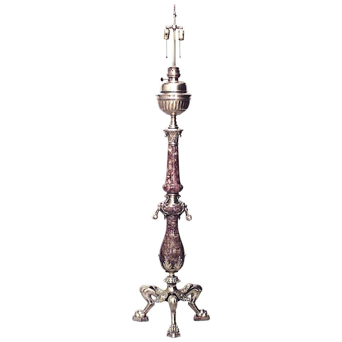 French Victorian Marble and Bronze Floor Lamp