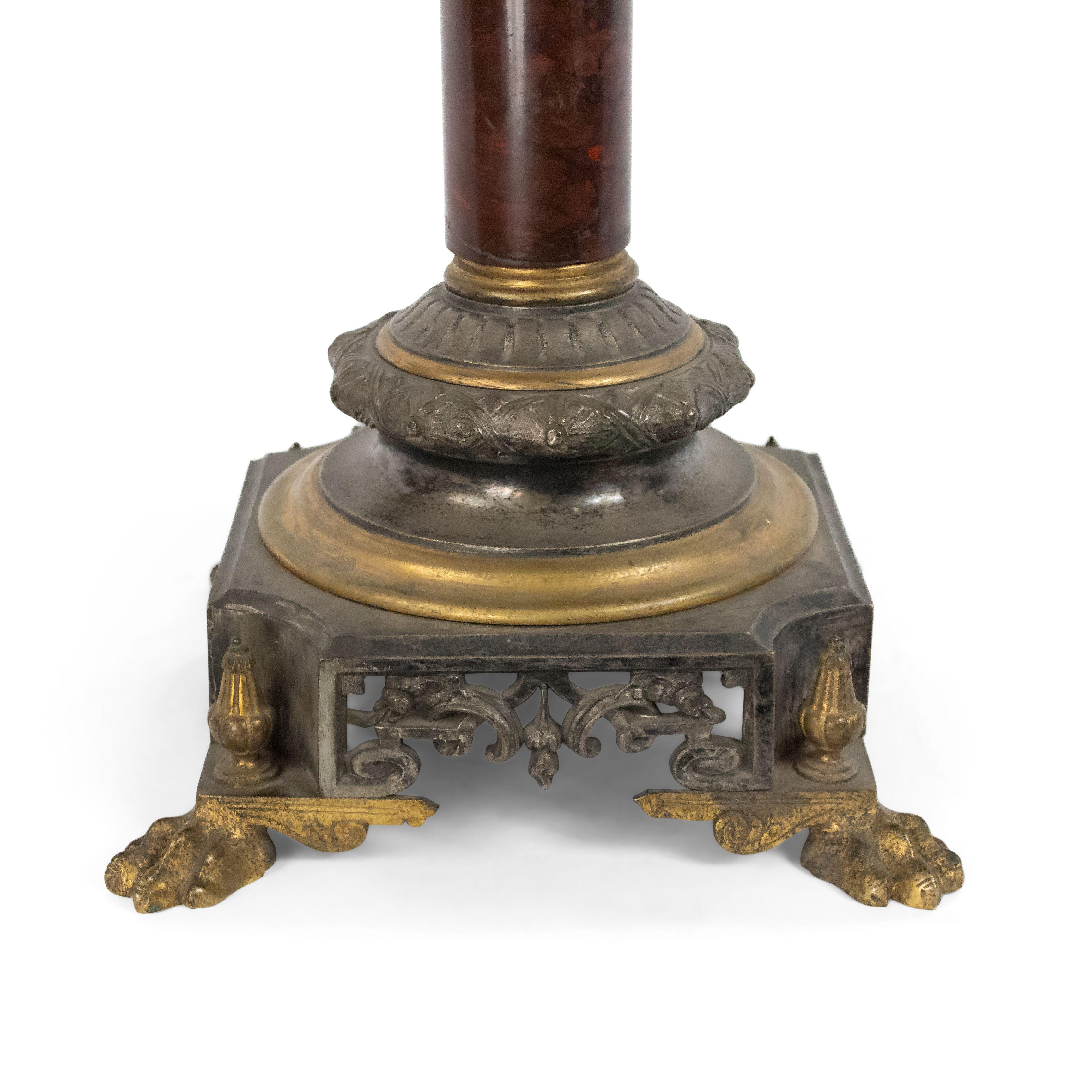 French Victorian Marble Column Table Lamp In Good Condition For Sale In New York, NY