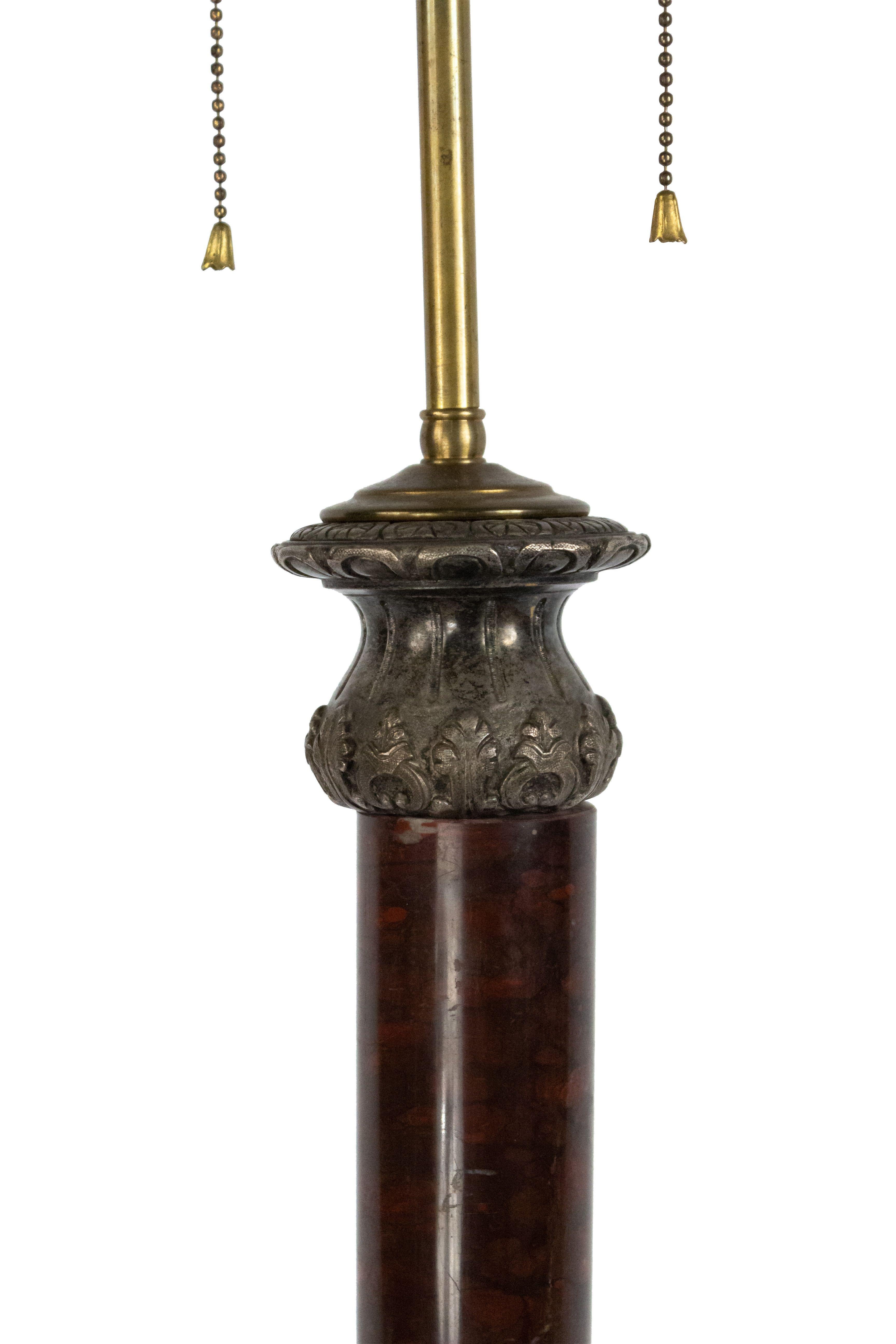 French Victorian Marble Column Table Lamp For Sale 1