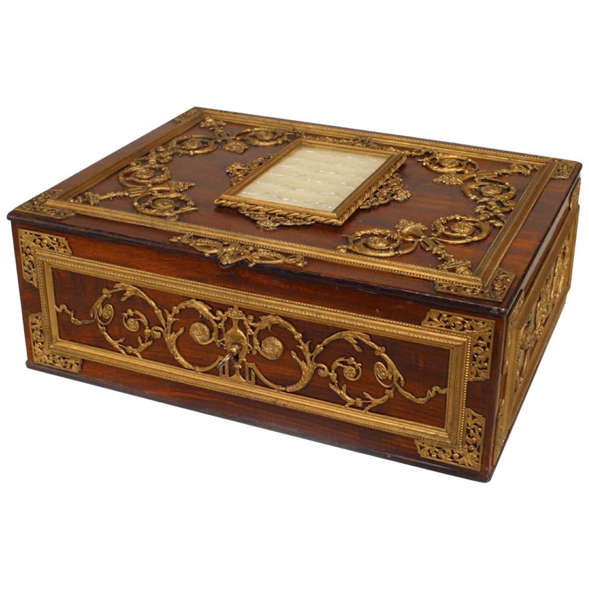 French Victorian Metal Jewelry Box