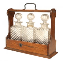 French Victorian Oak Tantalus Set