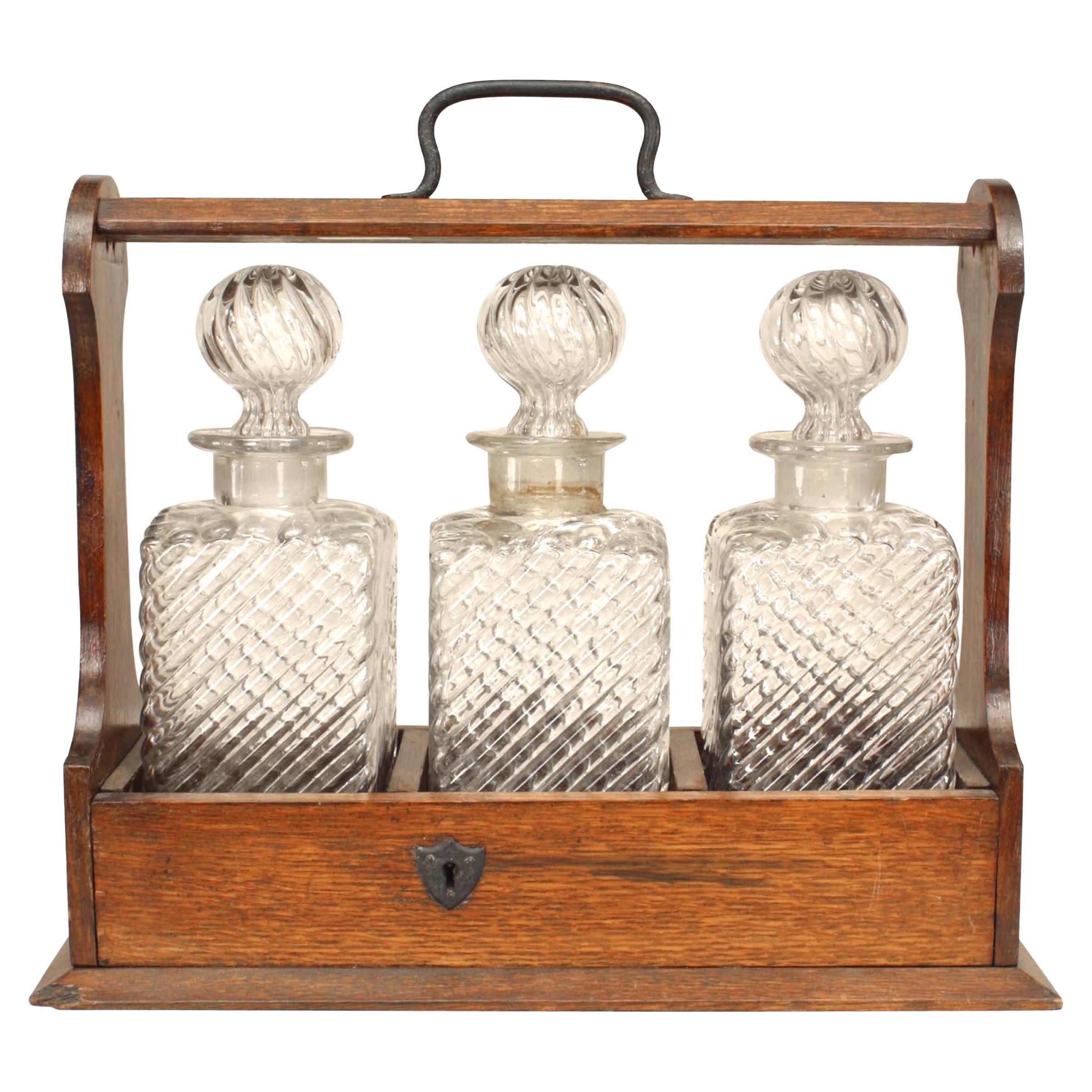 Französische viktorianische Eiche Tantalus Set