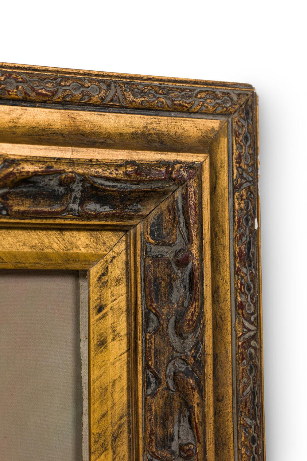 Francese Quadro vittoriano francese a olio su tela dal titolo: 