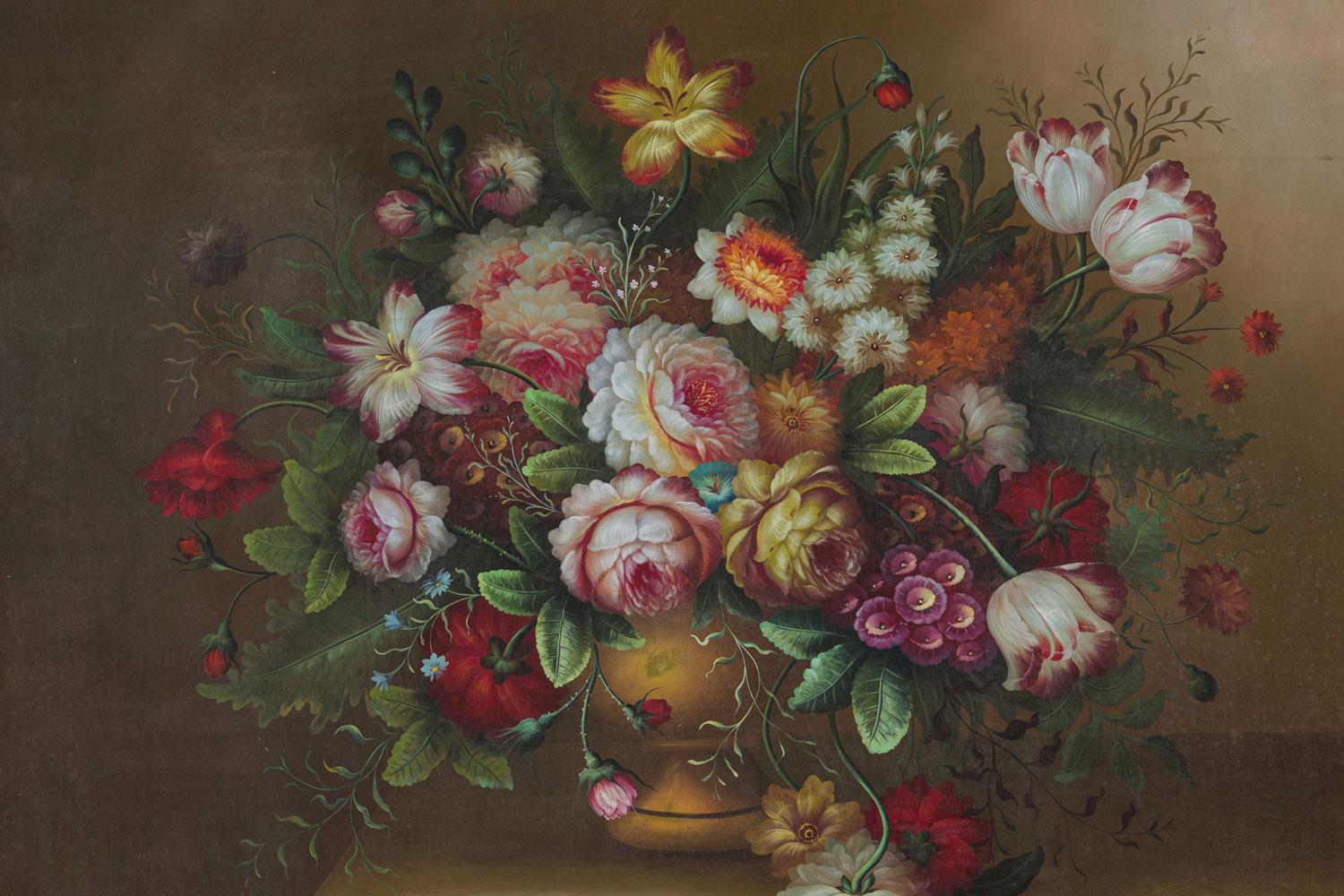 Dorato Quadro vittoriano francese a olio su tela dal titolo: 