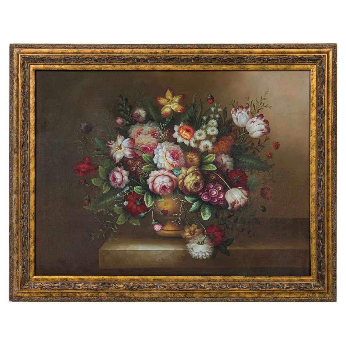 French Victorian Oil On Canvas Painting Titled: "Still Life 1"