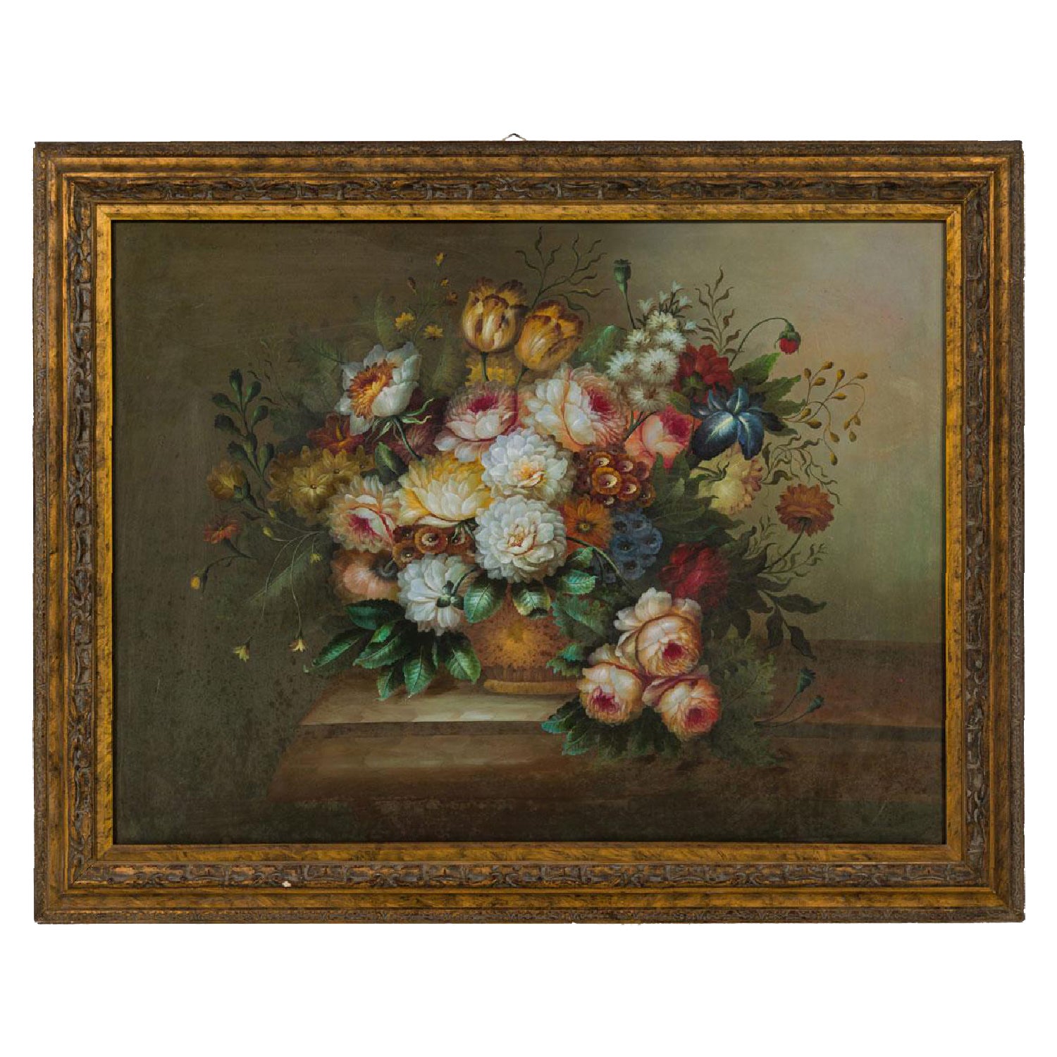 French Victorian Oil On Canvas Painting Titled: "Still Life 4"