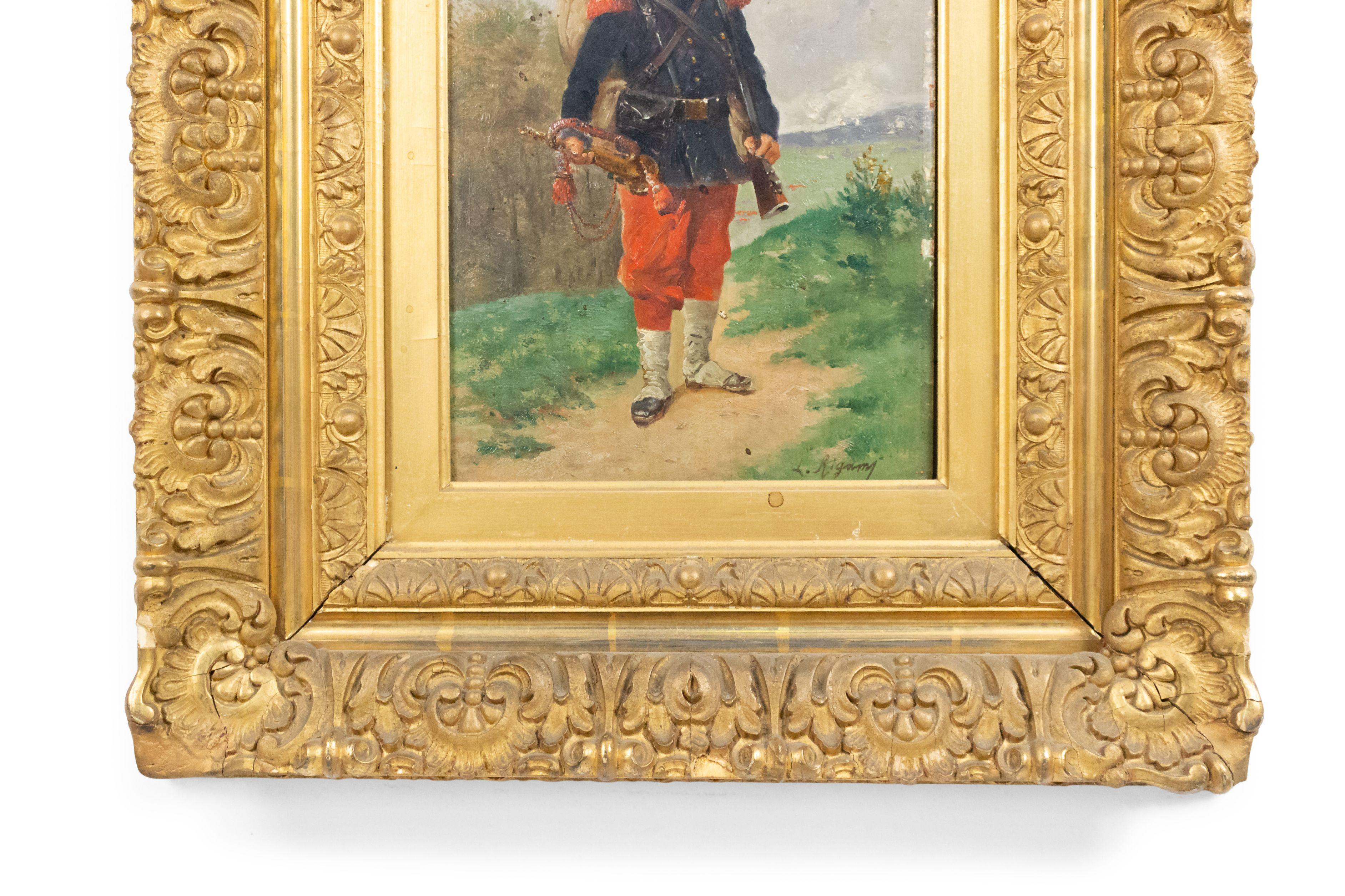 19th Century French Victorian Oil Painting of a Soldier For Sale