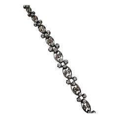 French Victorian Old Mine Rose Cut Diamond Silver On Gold Bracelet Circa 1880s Antique French Victorian Old Mine Rose Cut Diamond Silver On Gold Bracelet Circa 1880s