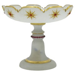French Victorian Opaline Jeweled Compote