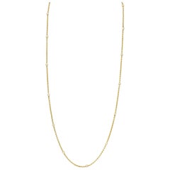Collar de perlas victoriano francés de oro amarillo de 18 quilates de 34 3/4 de largo con estación antigua