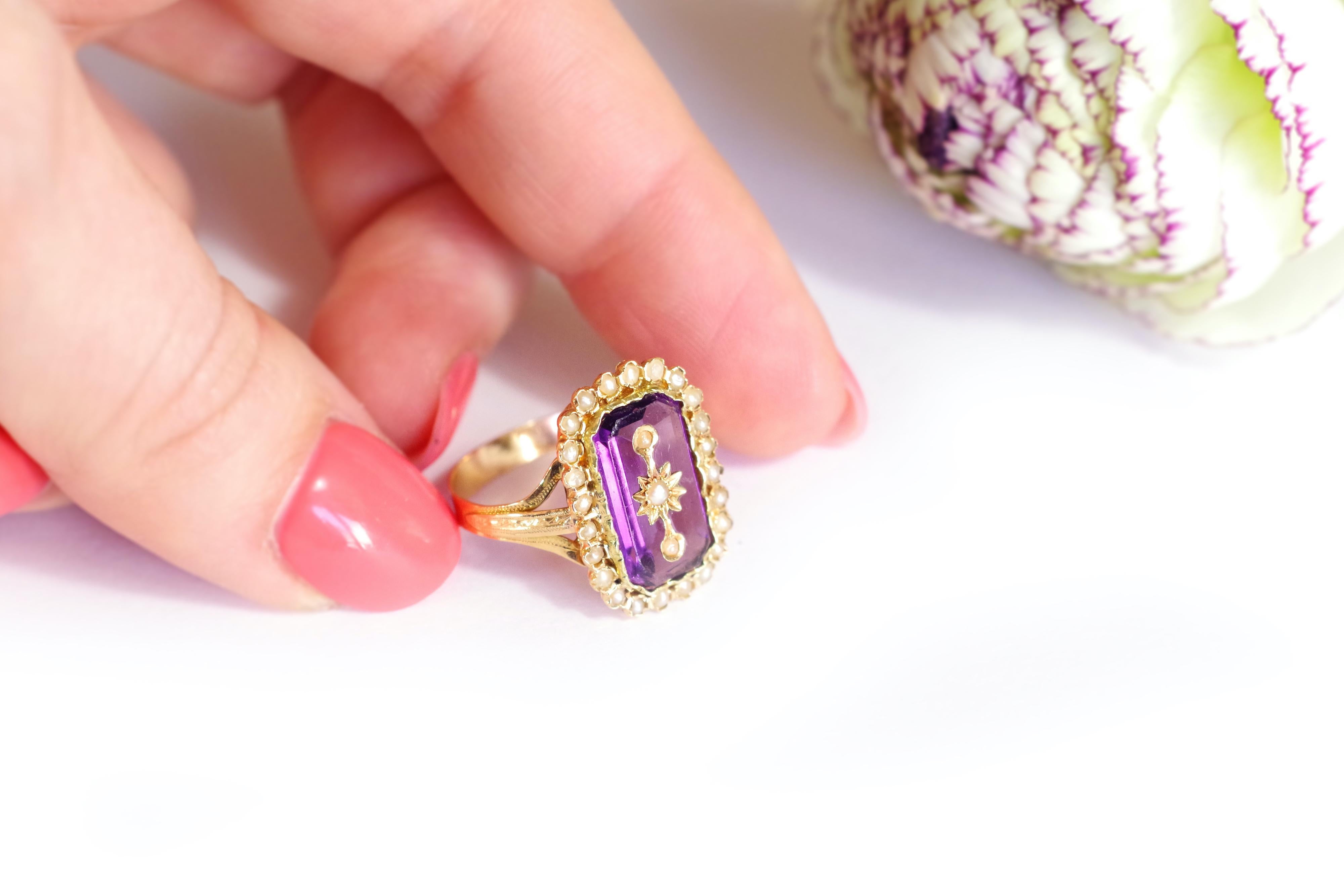 purple stone gold ring