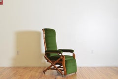 French Victorian Period Fruitwood Faux Bamboo Reclining Armchair, circa 1875