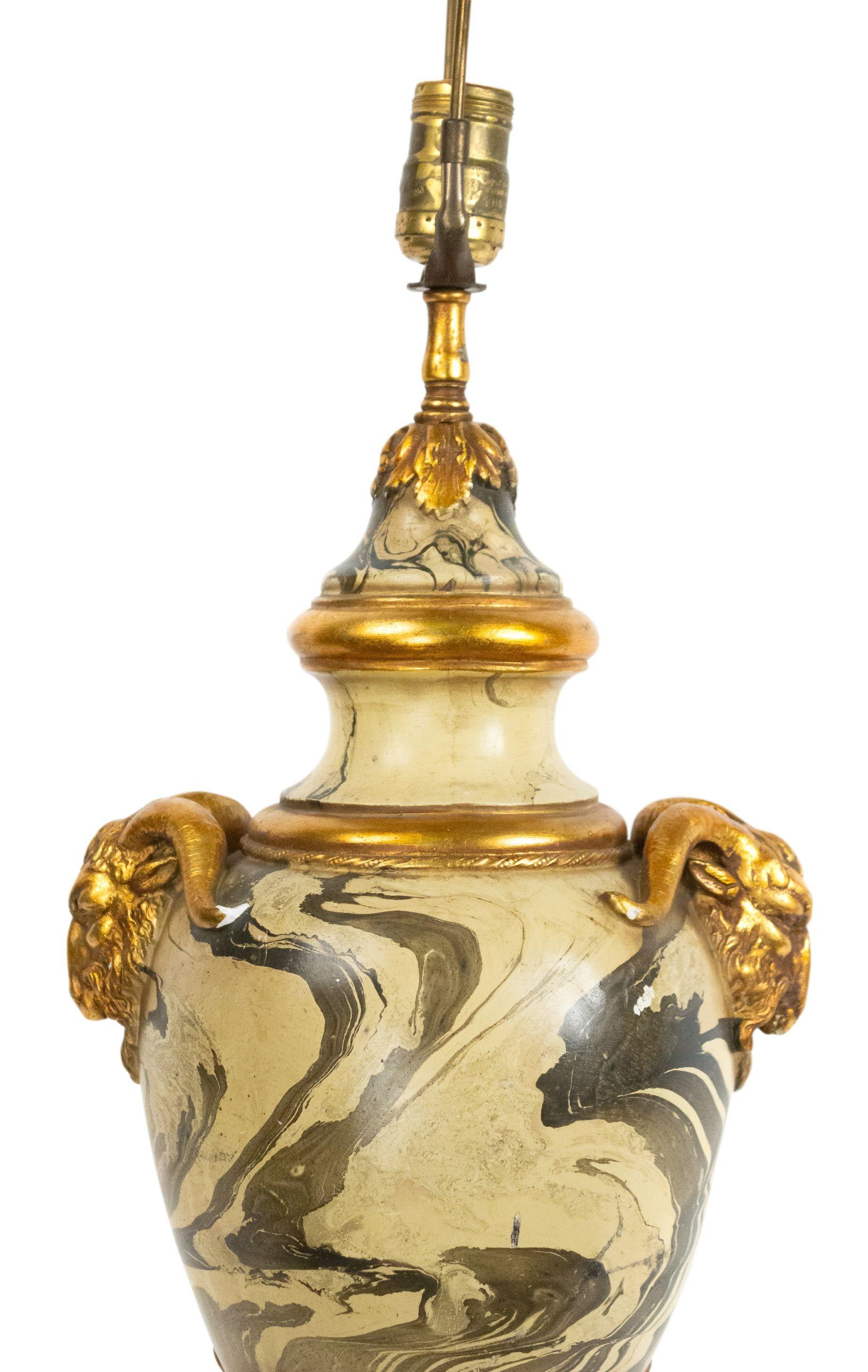 20th Century French Victorian Plaster Urn Table Lamp