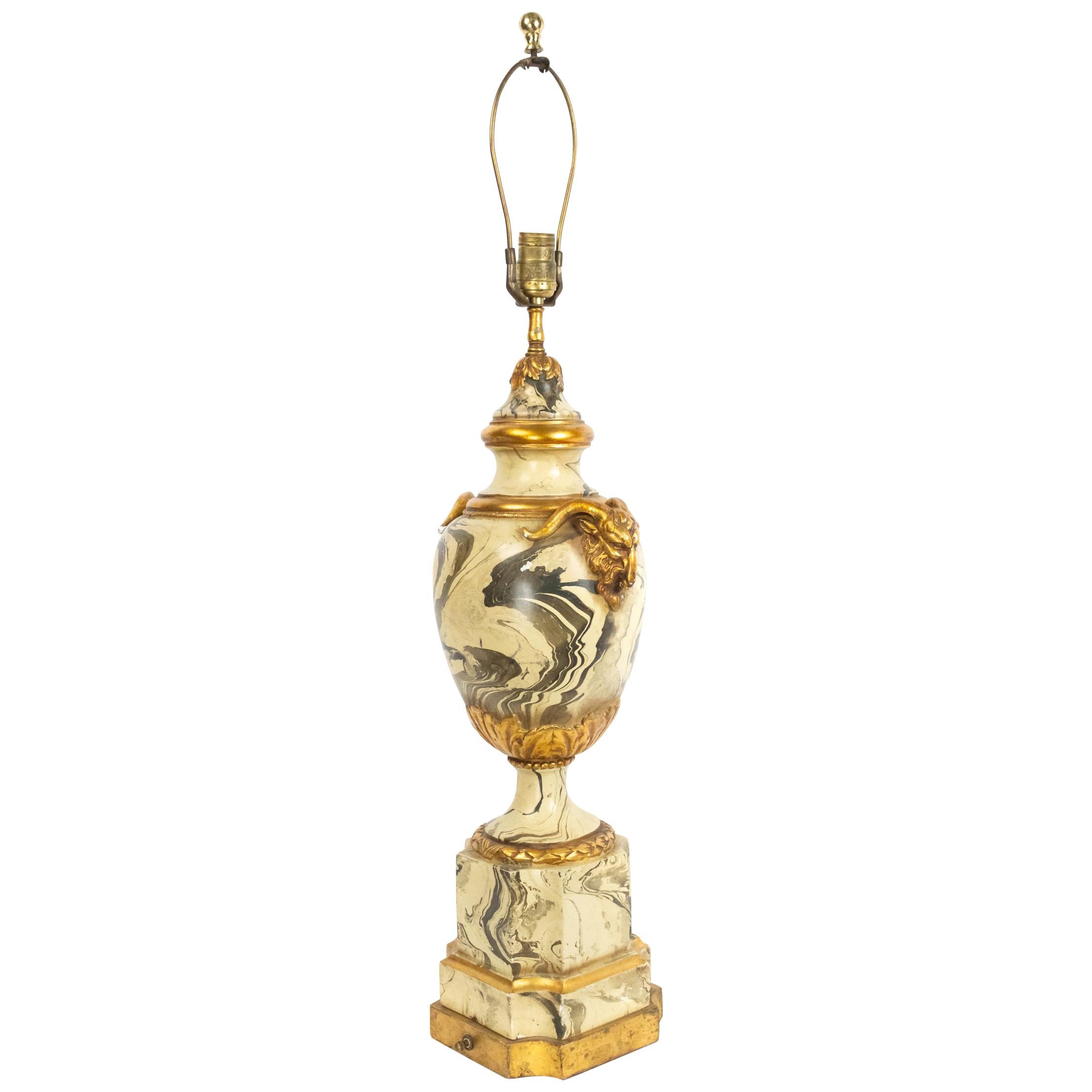 French Victorian Plaster Urn Table Lamp
