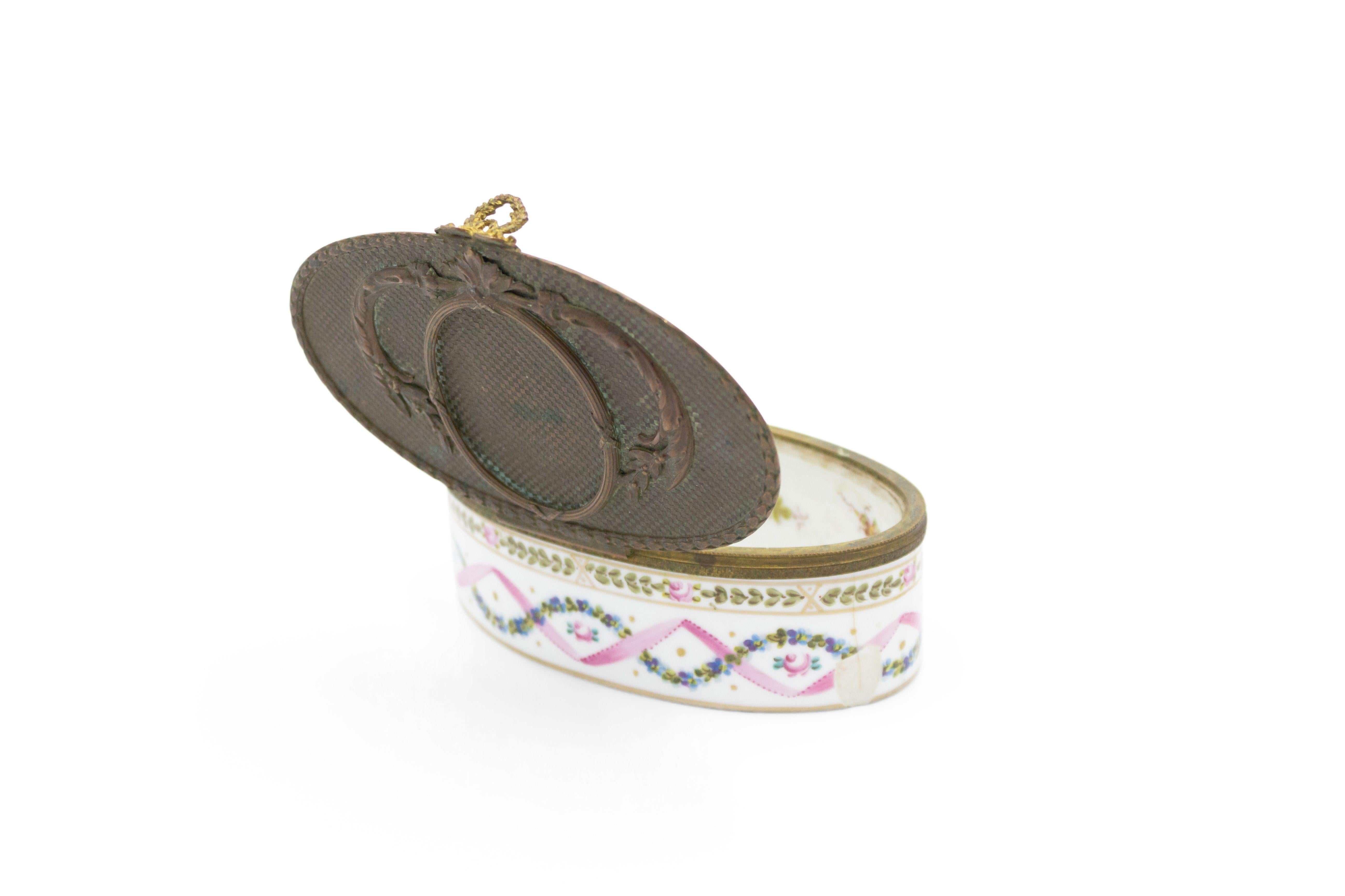 Bronze French Victorian Porcelain Box For Sale