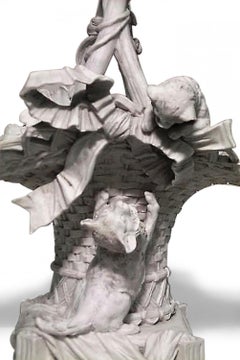 French Victorian Porcelain Cat and Basket Compote