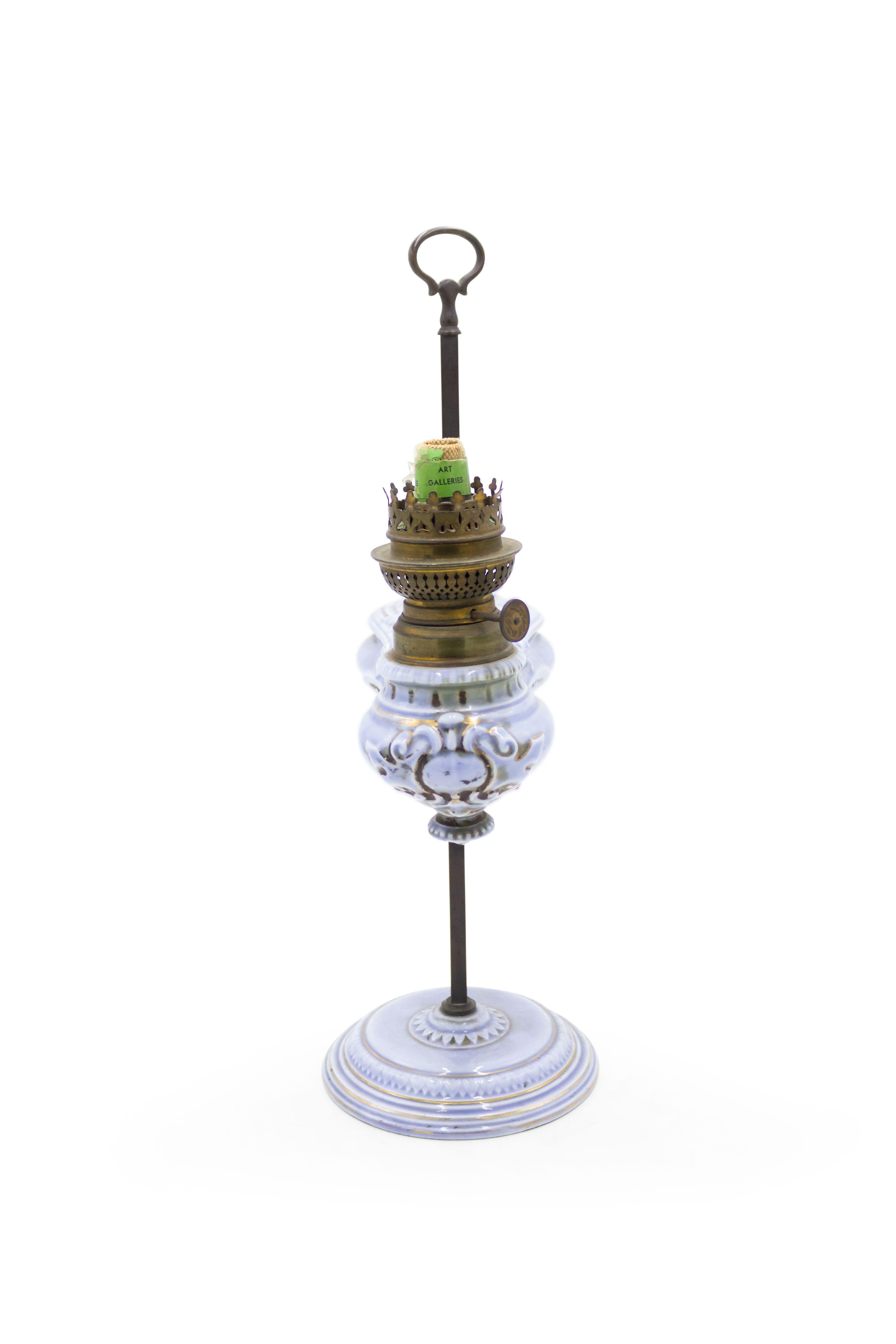 19th Century French Victorian Porcelain Oil Table Lamp For Sale
