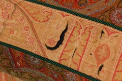 French Victorian Red and Gold Paisley Fabric Upholstered Loveseat