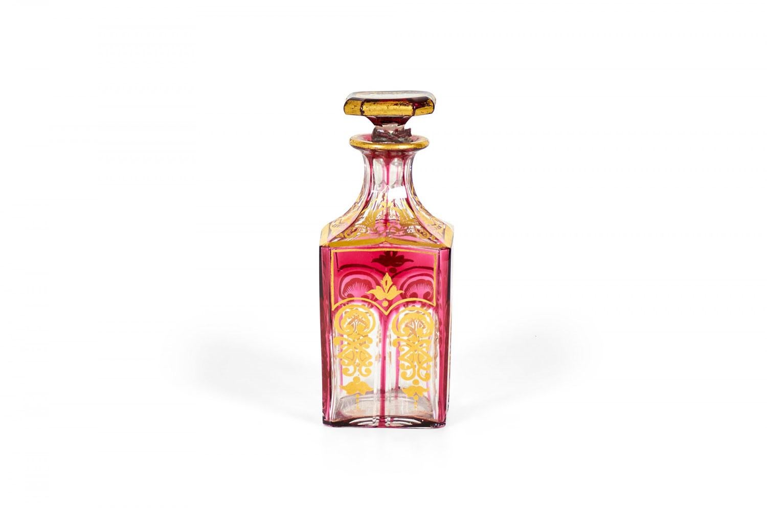XIX secolo French Victorian Red Crystal Perfume Bottle in vendita