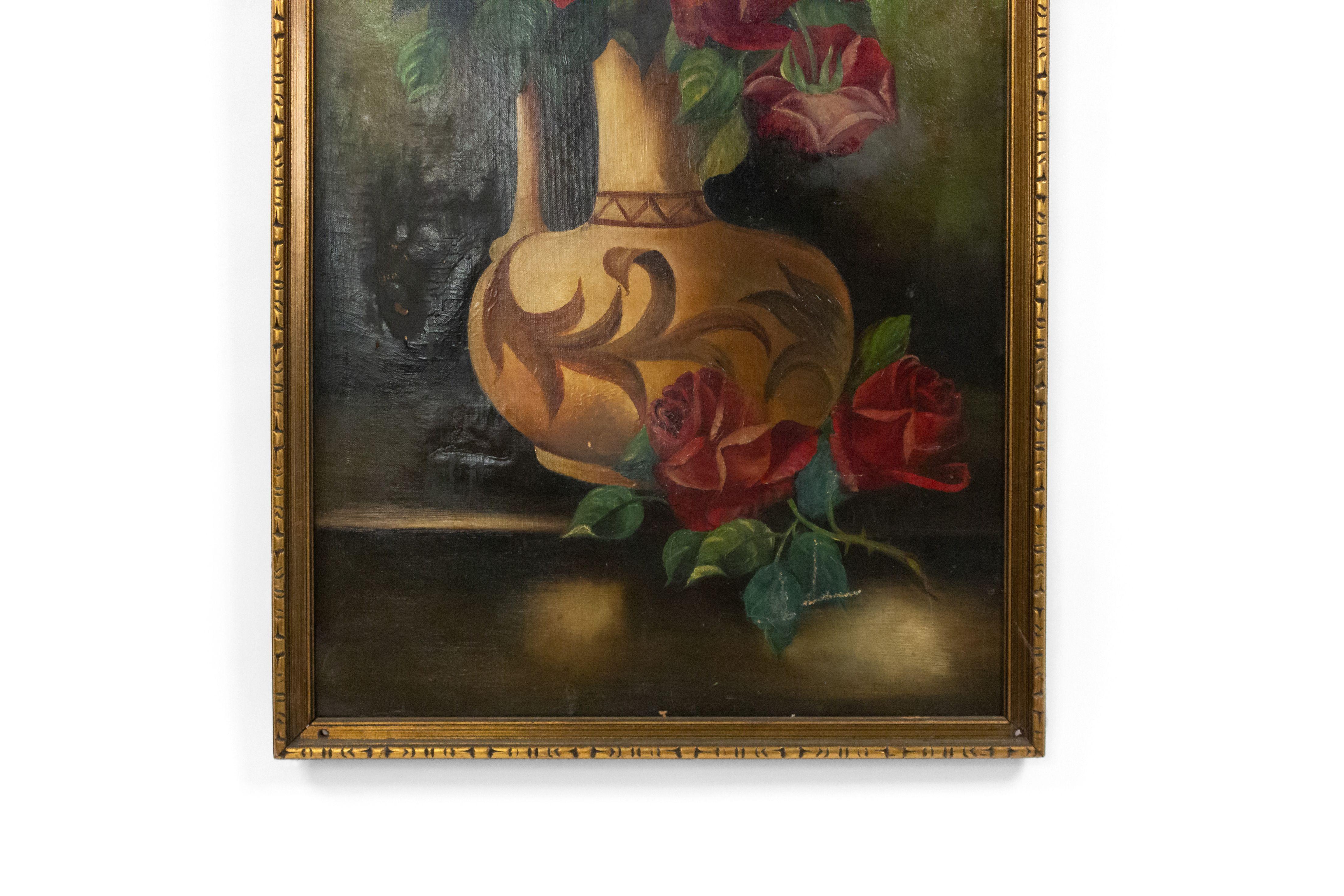French Victorian Roses Painting In Good Condition For Sale In Queens, NY